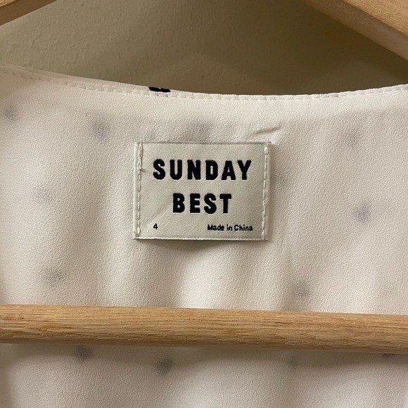 Aritzia Sunday Best Ruffle Wrap mini Dress black and white heart print size 4 - Picture 8 of 8